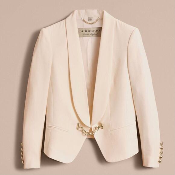 Burberry NWOT Silk Tuxedo Jacket Chain Closure 2 - Picture 1 of 9